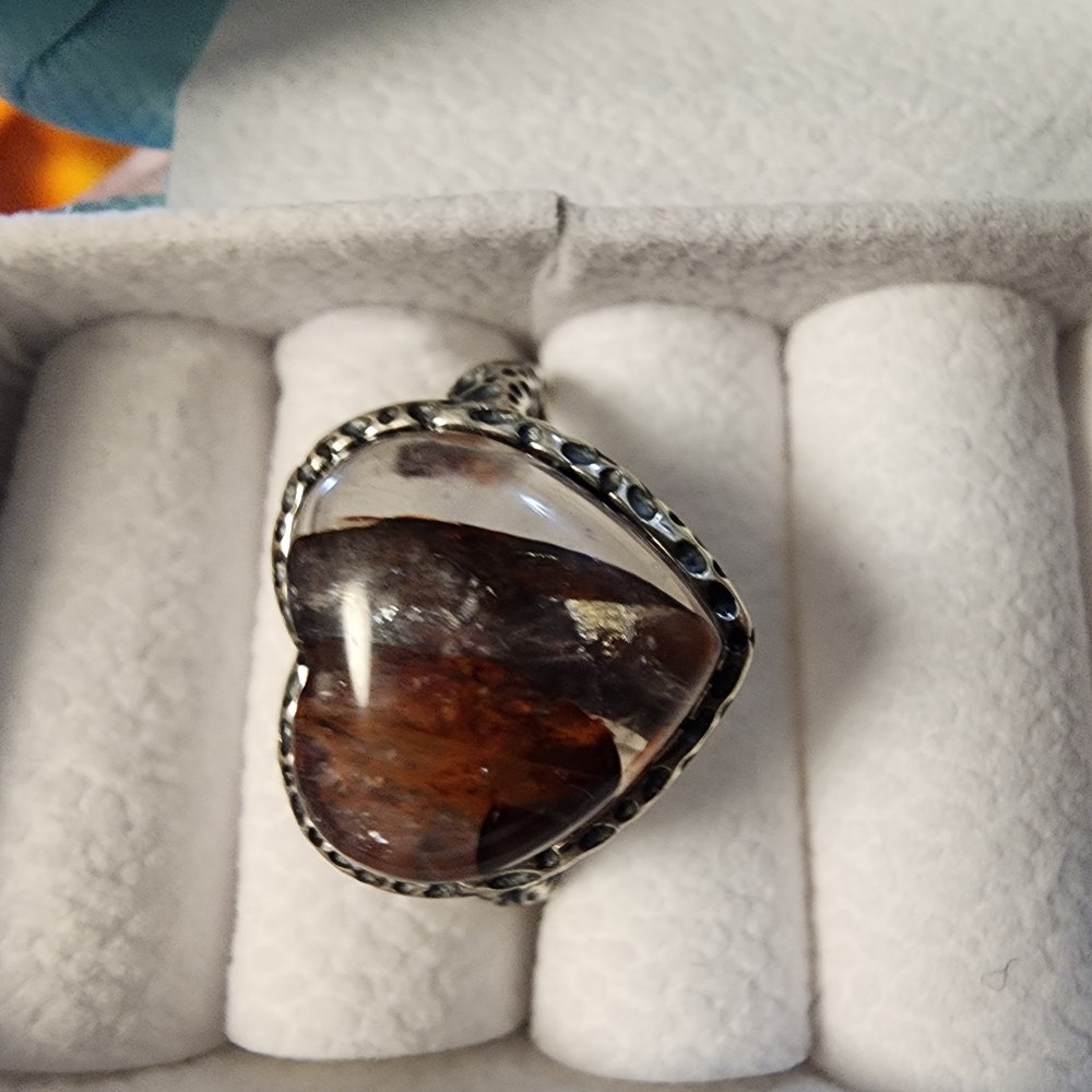 Elegant Silver and Brown Heart Pendant